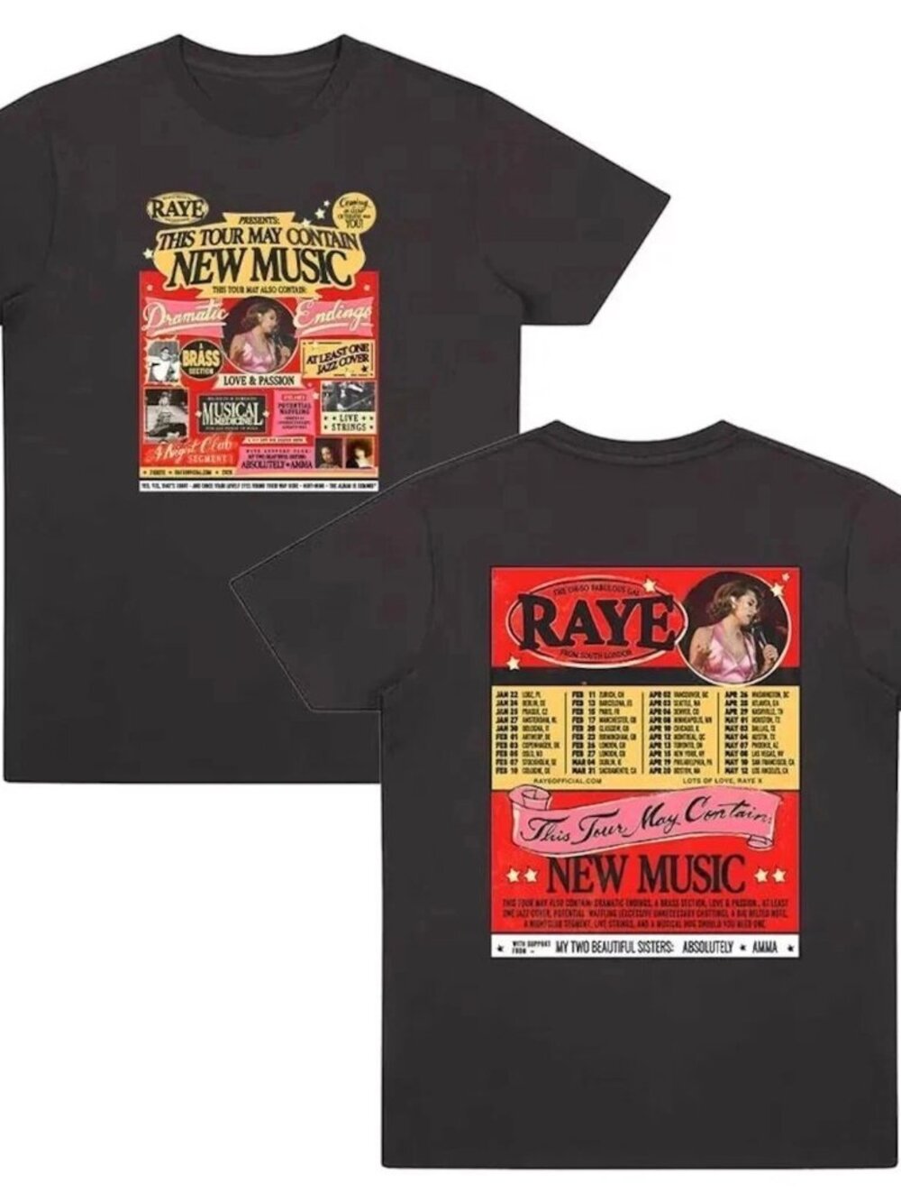 RAYE Tour 2026 New Music Concert Tour T-Shirt